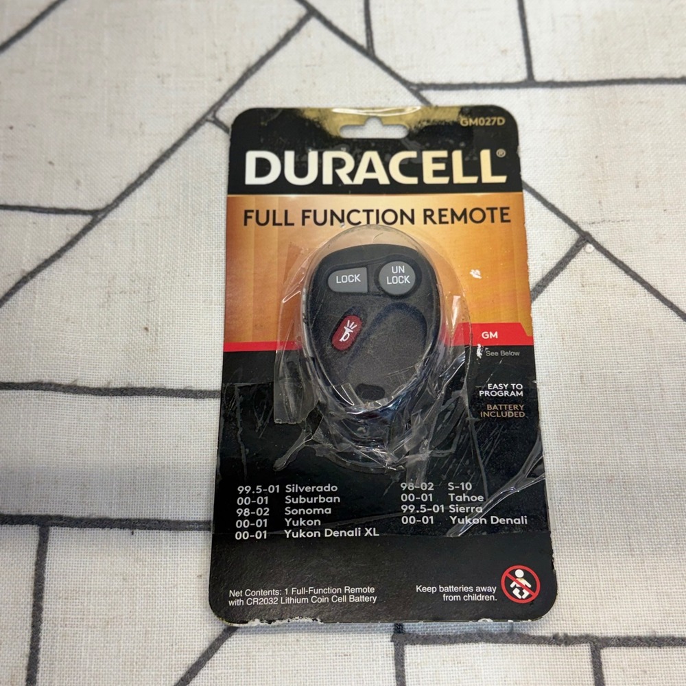 Duracell Keyless Entry Remote GM027D Black 3-Button GM Replacement FOB